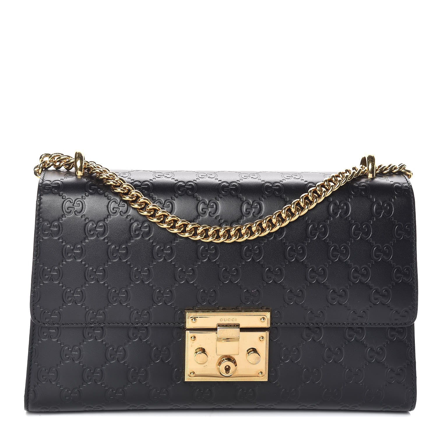 Gucci Guccissima Medium Padlock Shoulder Bag Black 1 of 12