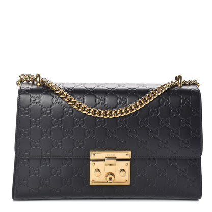 Gucci Guccissima Medium Padlock Shoulder Bag Black 1 of 12