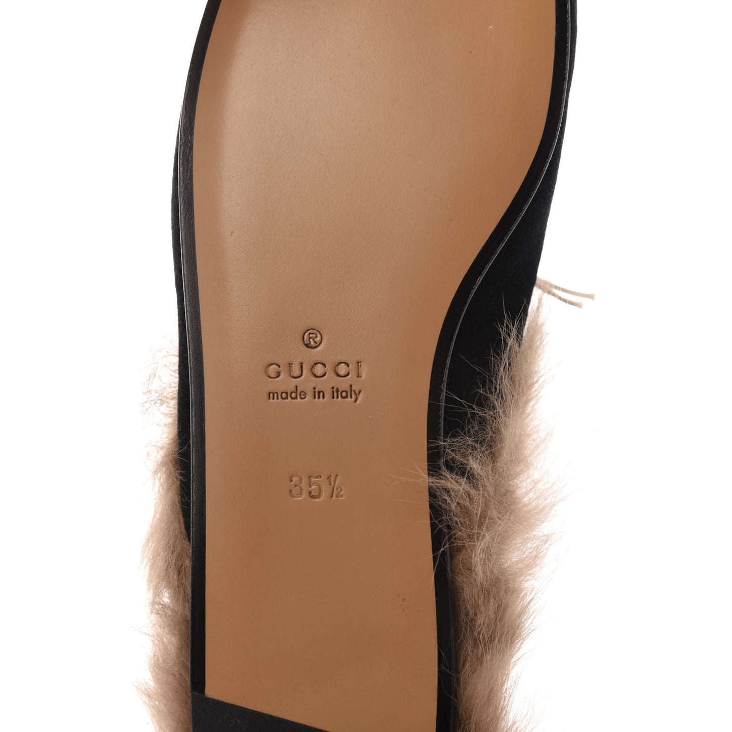 Velvet Fur Womens Princetown Slippers 35.5 Black