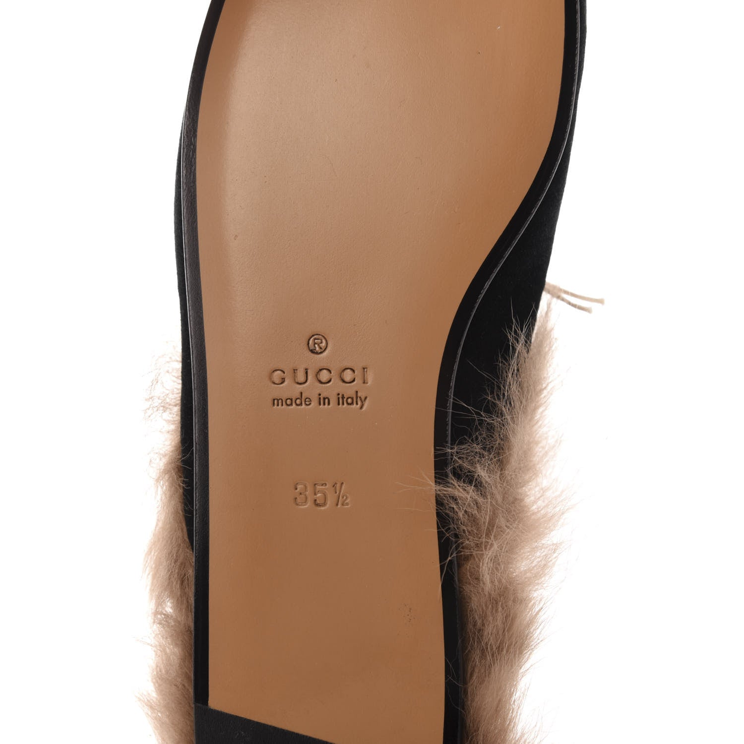 Gucci Velvet Fur Womens Princetown Slippers 35.5 Black 7 of 8