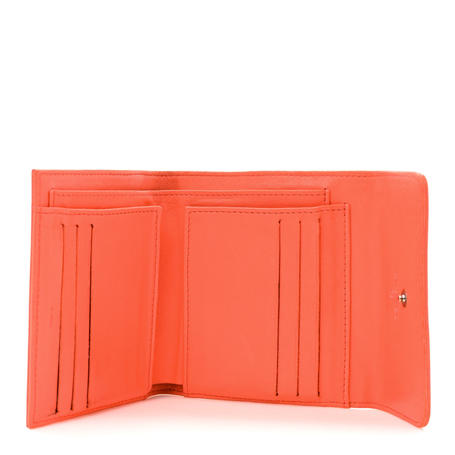 Chanel Caviar Camellia Embossed Compact Wallet Coral 5 of 14