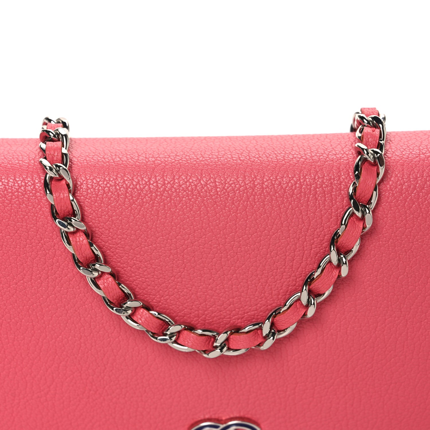 Chanel Grained Calfskin Clover CC Wallet On Chain WOC Pink 9 of 11