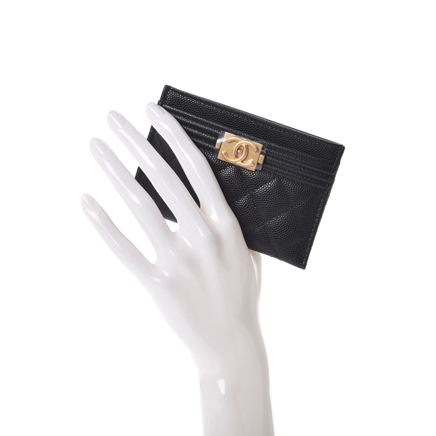 Caviar Quilted Boy Card Holder Black