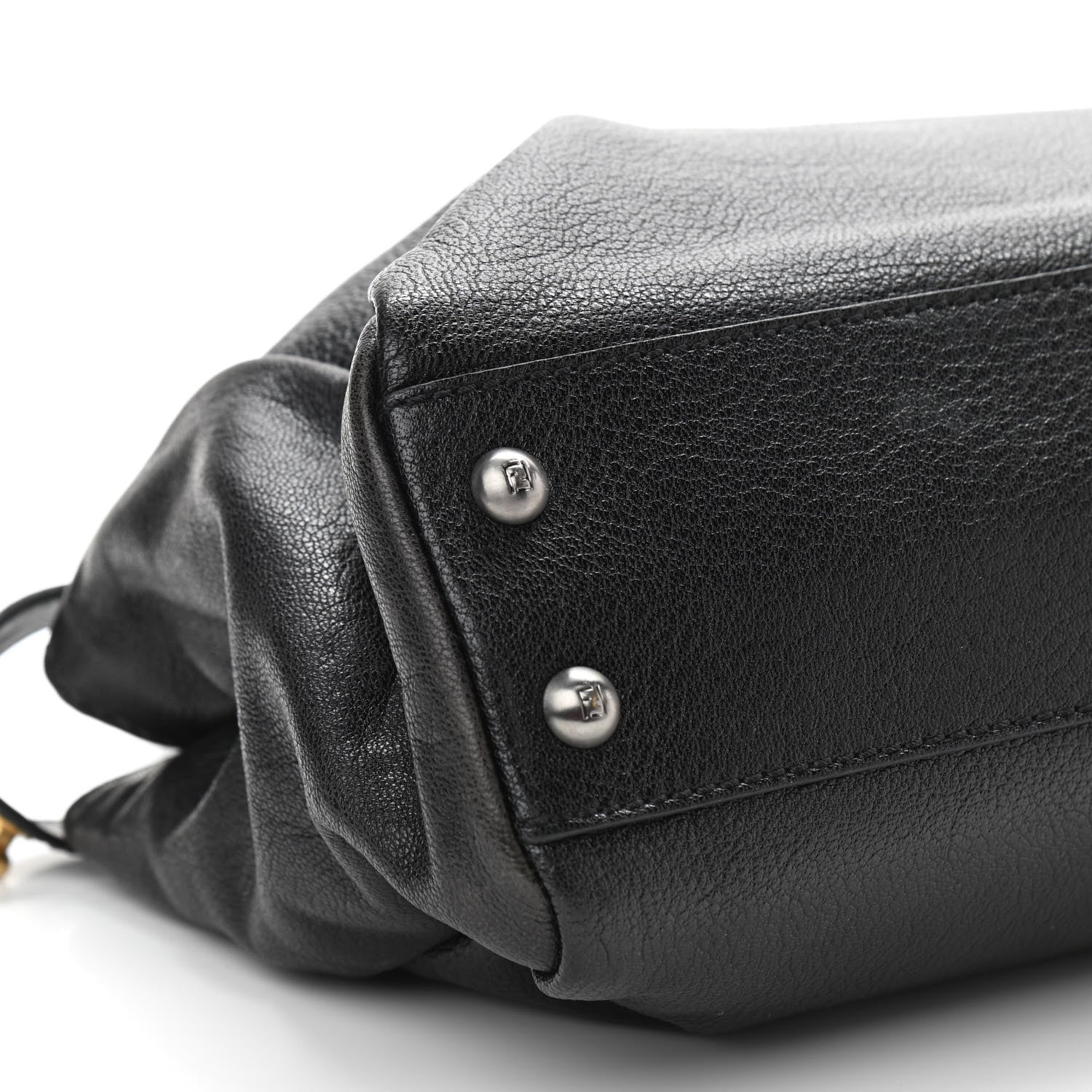 Fendi Goatskin Zucca Medium Peekaboo Iconic Satchel Black Tobacco 5 of 10