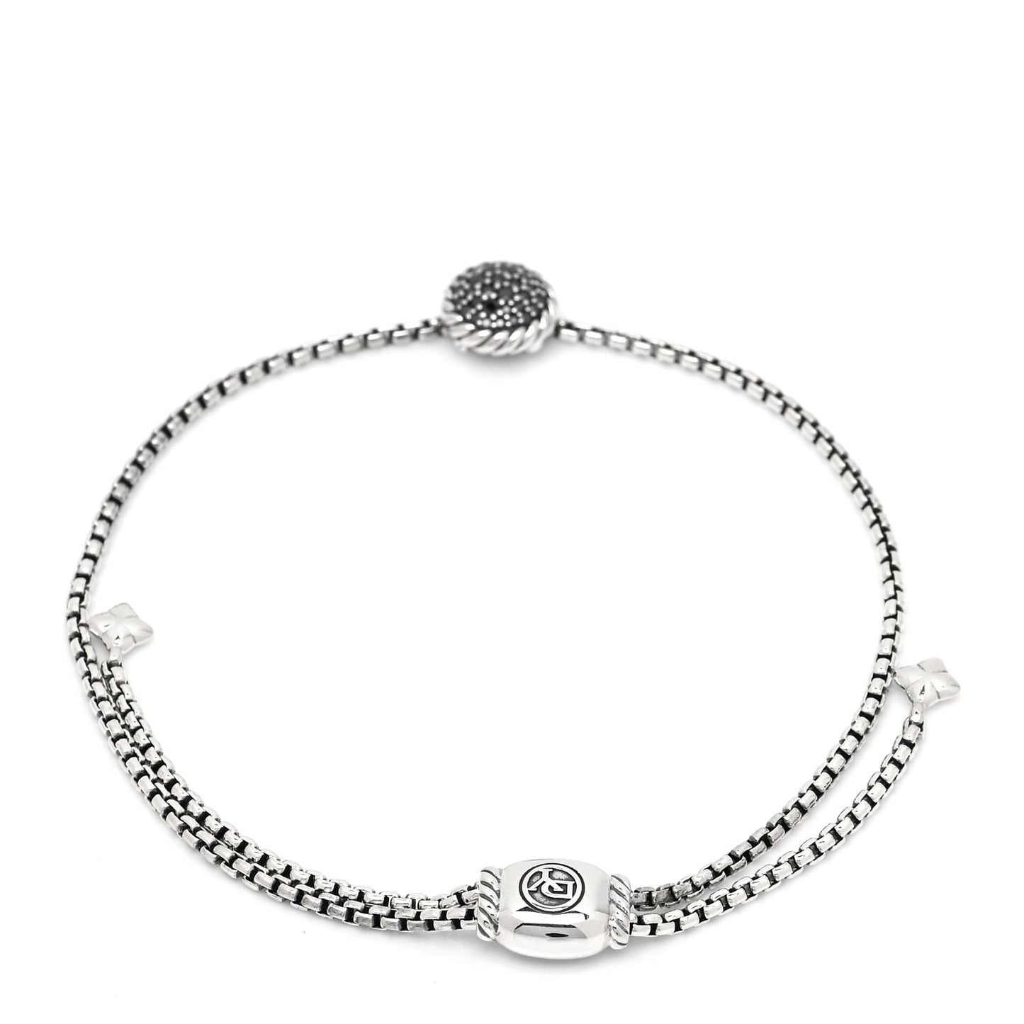 Sterling Silver Black Diamond 9mm Chatelaine Petite Pave Bracelet