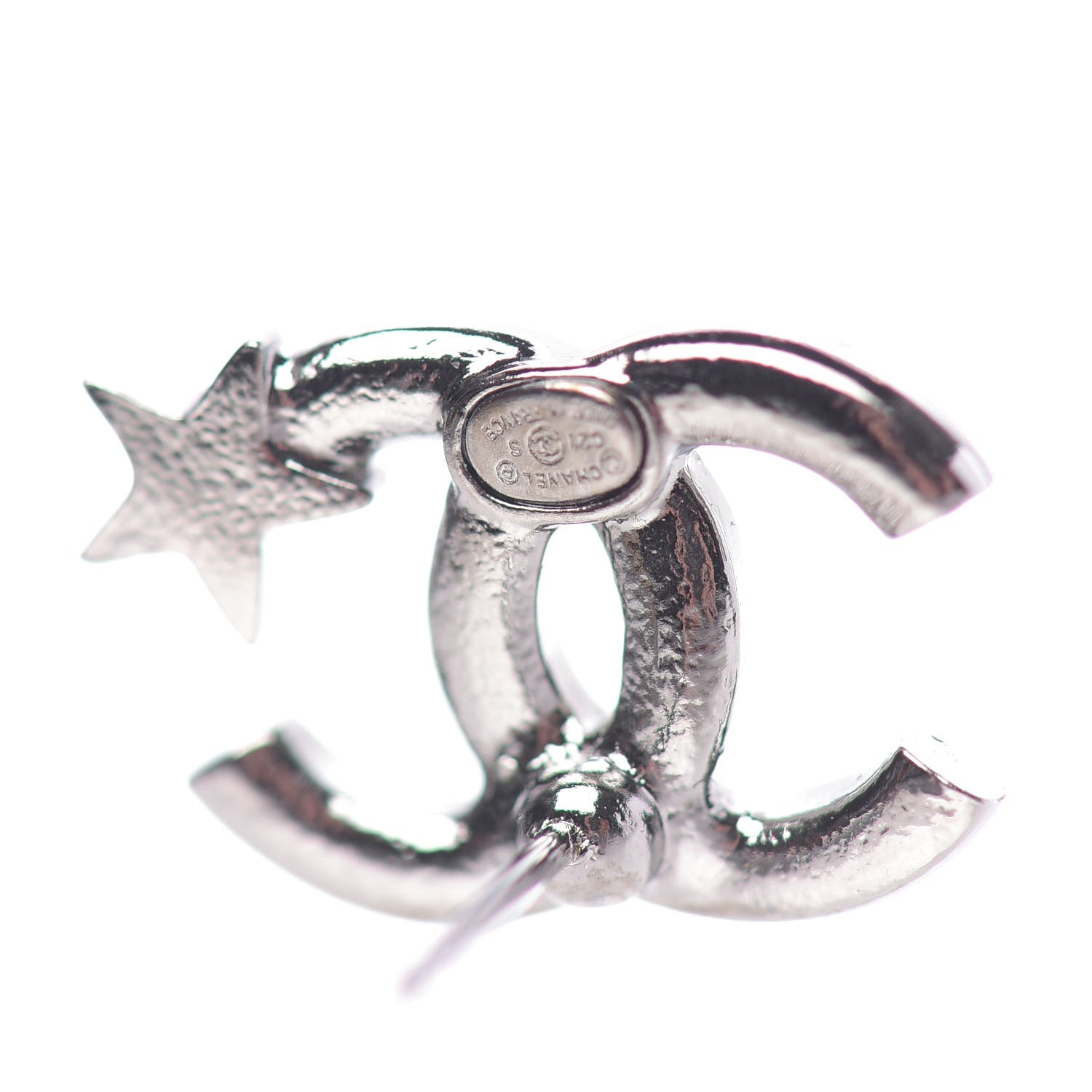 Chanel Crystal CC Starfall Earrings Silver 4 of 5