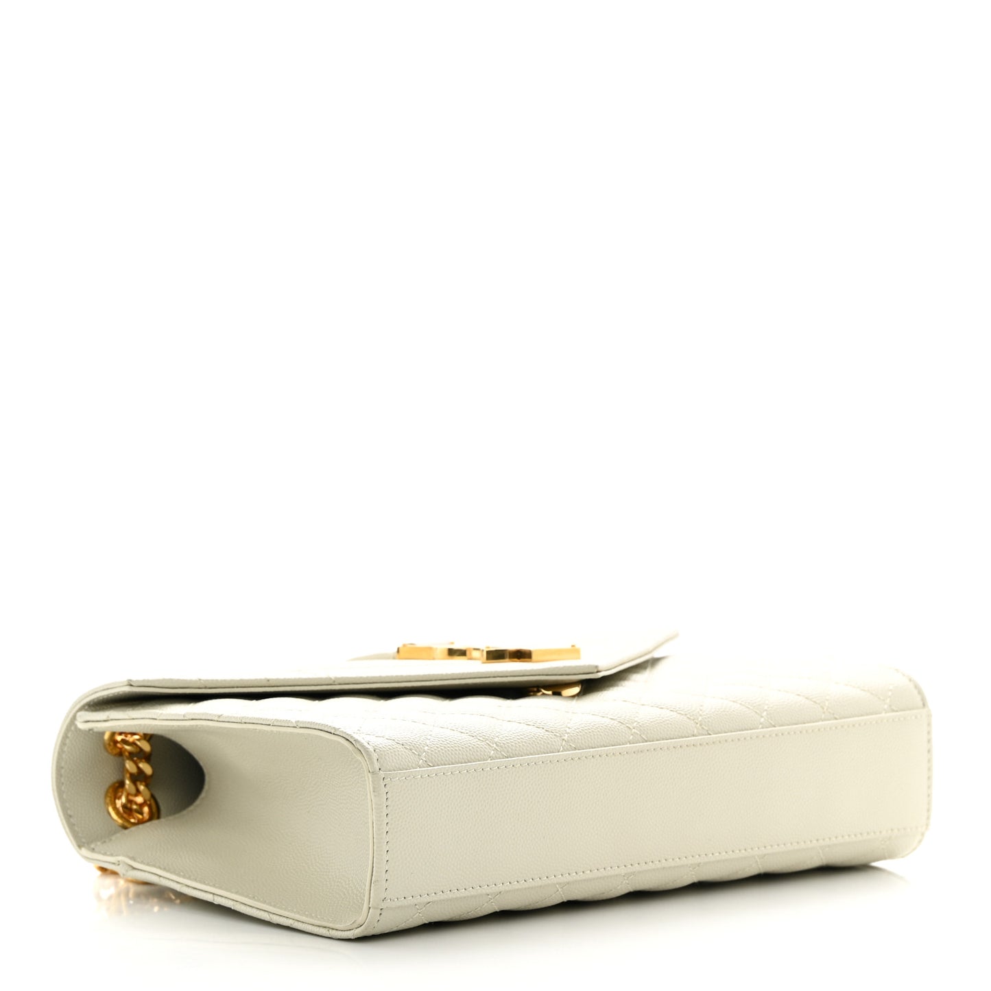 Grain De Poudre Textured Mixed Matelasse Medium Triquilt Monogram Satchel Crema Soft