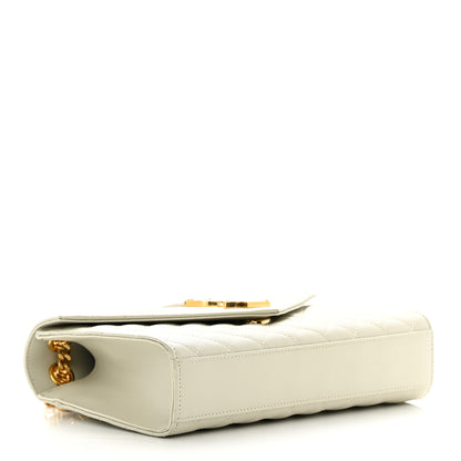 Saint Laurent Grain De Poudre Textured Mixed Matelasse Medium Triquilt Monogram Satchel Crema Soft 4 of 17