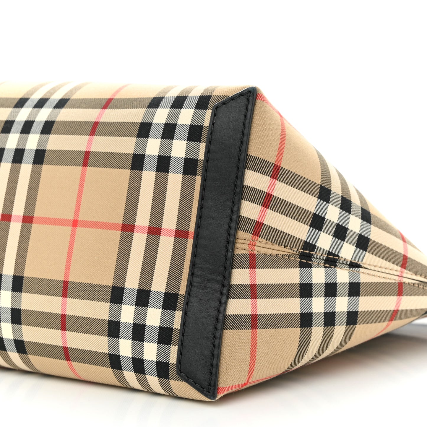 Calfskin House Check Medium Society Top Handle Bag Archive Beige Black