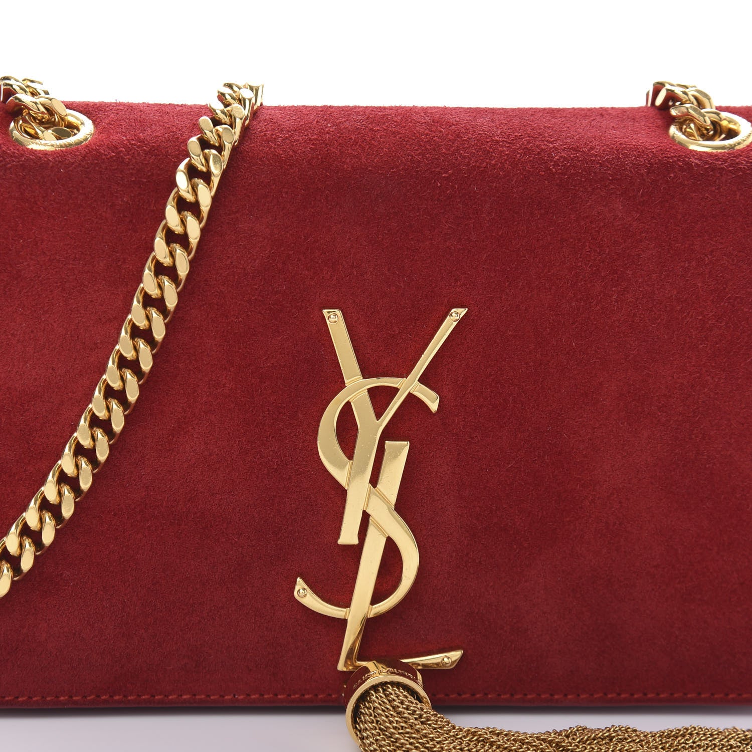 Saint Laurent Suede Small Classic Monogram Kate Tassel Satchel Red 9 of 9