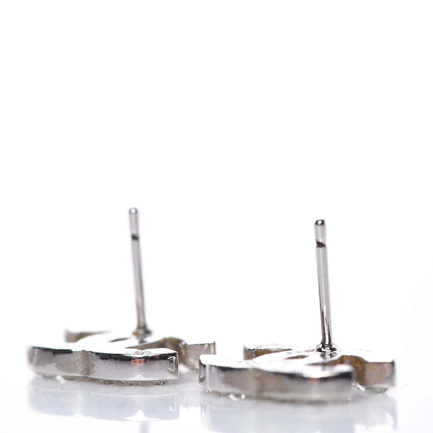 Chanel Crystal Timeless CC Earrings Silver 3 of 5