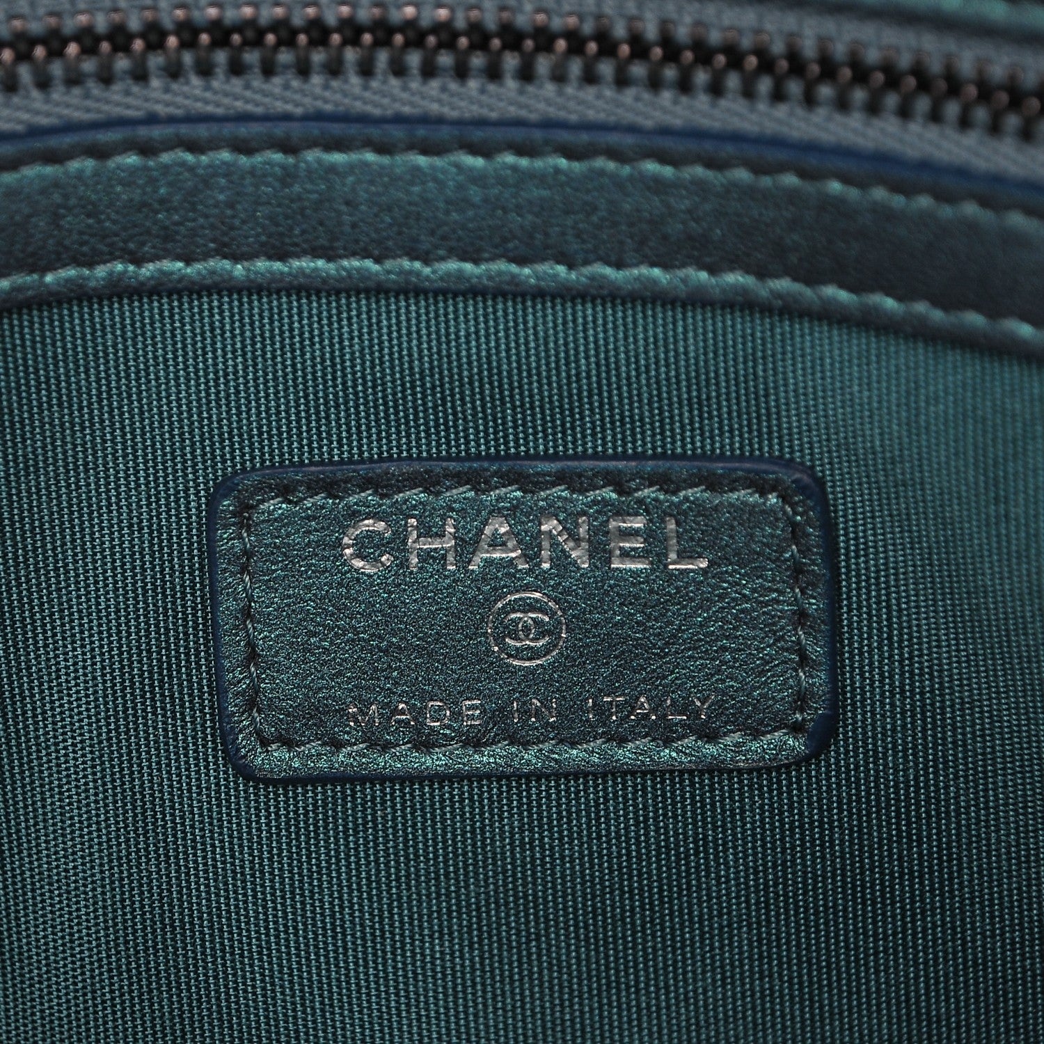 Chanel Iridescent Lambskin Quilted Medium Cosmetic Case Turquoise 6 of 7
