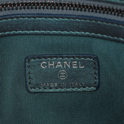 Chanel Iridescent Lambskin Quilted Medium Cosmetic Case Turquoise 6 of 7