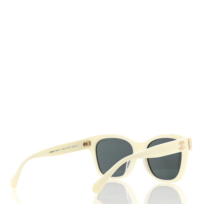 Chanel Acetate Pearl Square CC Sunglasses 5482 White 4 of 7