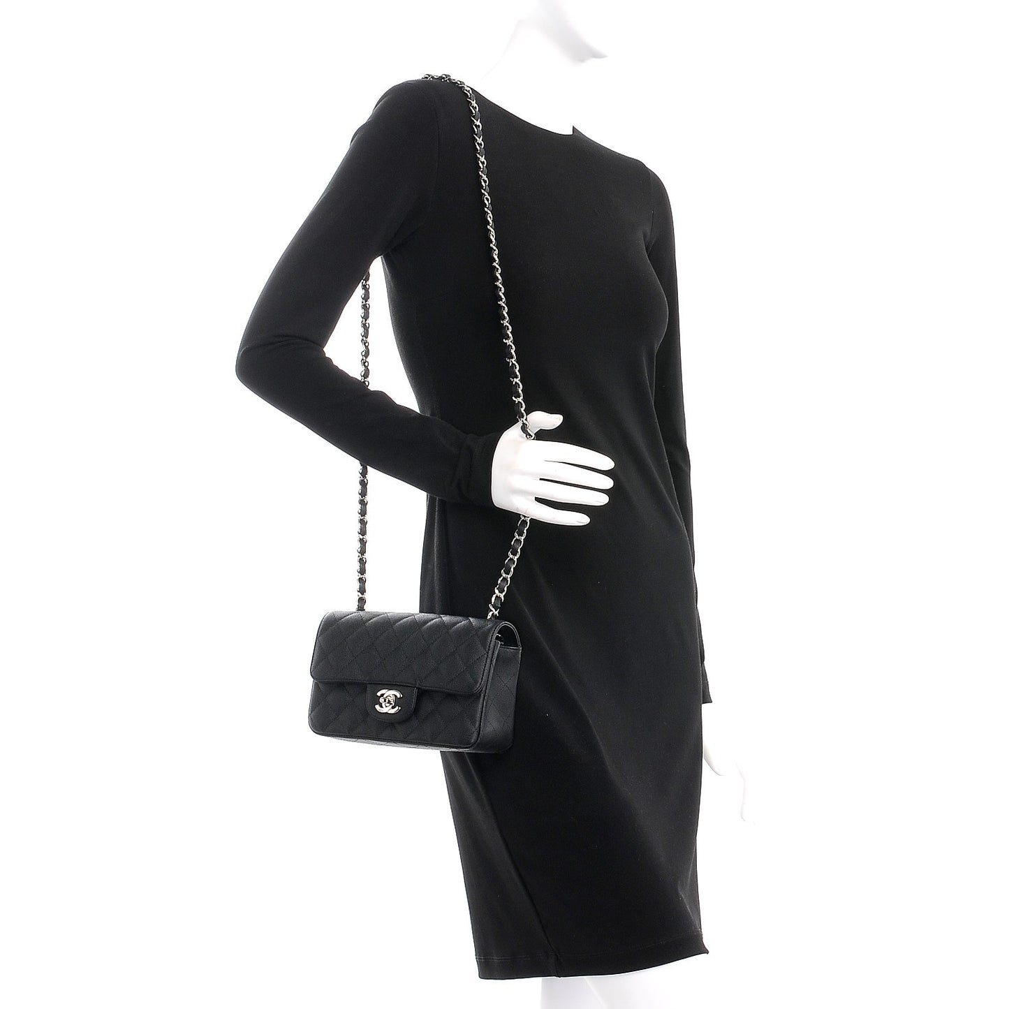 Caviar Quilted Mini Rectangular Flap Black