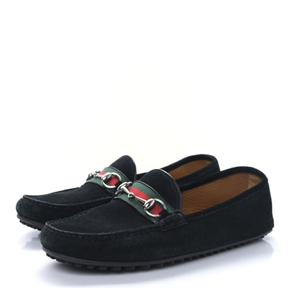 Gucci Suede Web Mens Horsebit Driver Loafers 9 Black 3 of 8