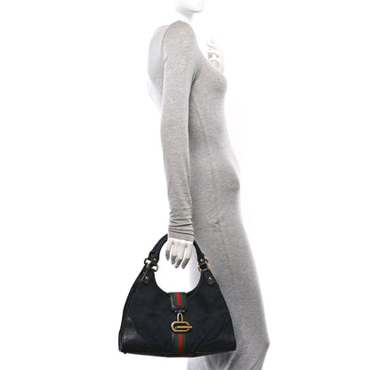 Gucci Monogram Web Junco Shoulder Bag Black 2 of 12