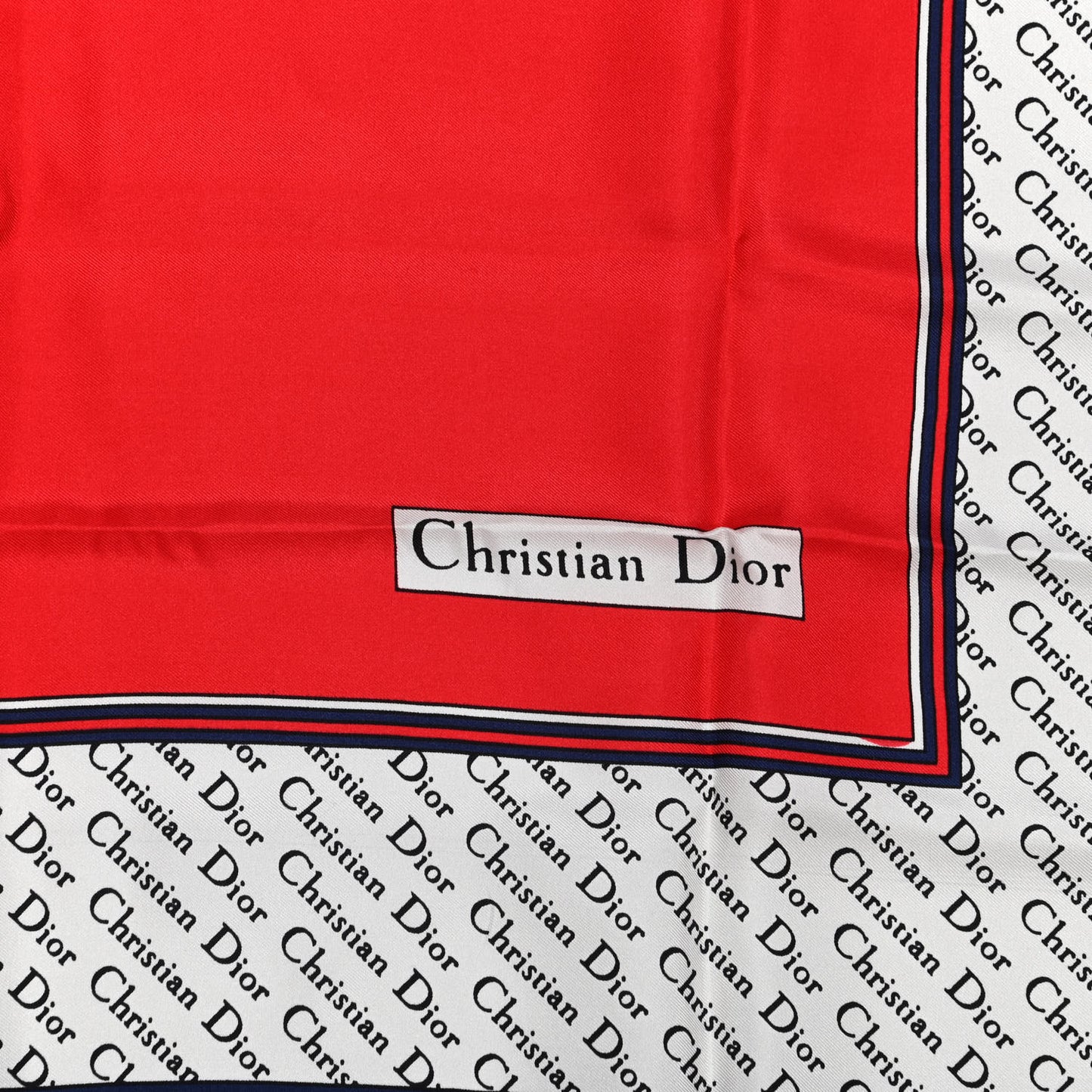 Silk Logo Scarf Red Navy White