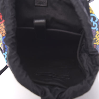Gucci GG Supreme Monogram Psychedelic Medium Double Buckle Backpack Black Multicolor 4 of 8