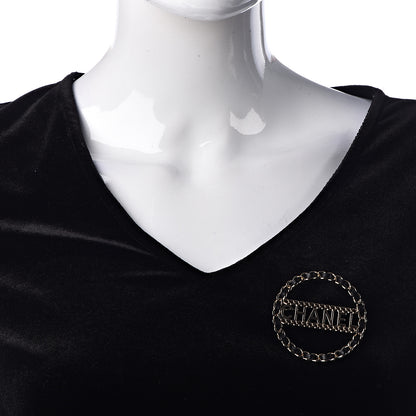 Chanel Lambskin Chain Logo Brooch Black Gold 2 of 5