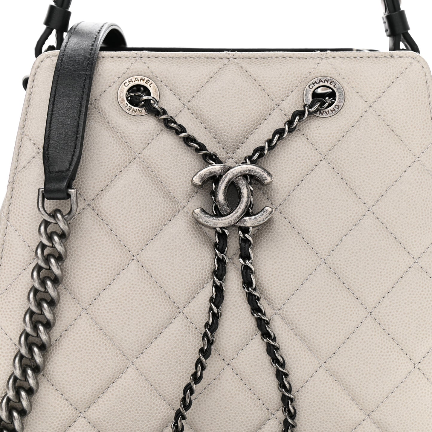 Caviar Quilted Small CC Bucket Bag Grey