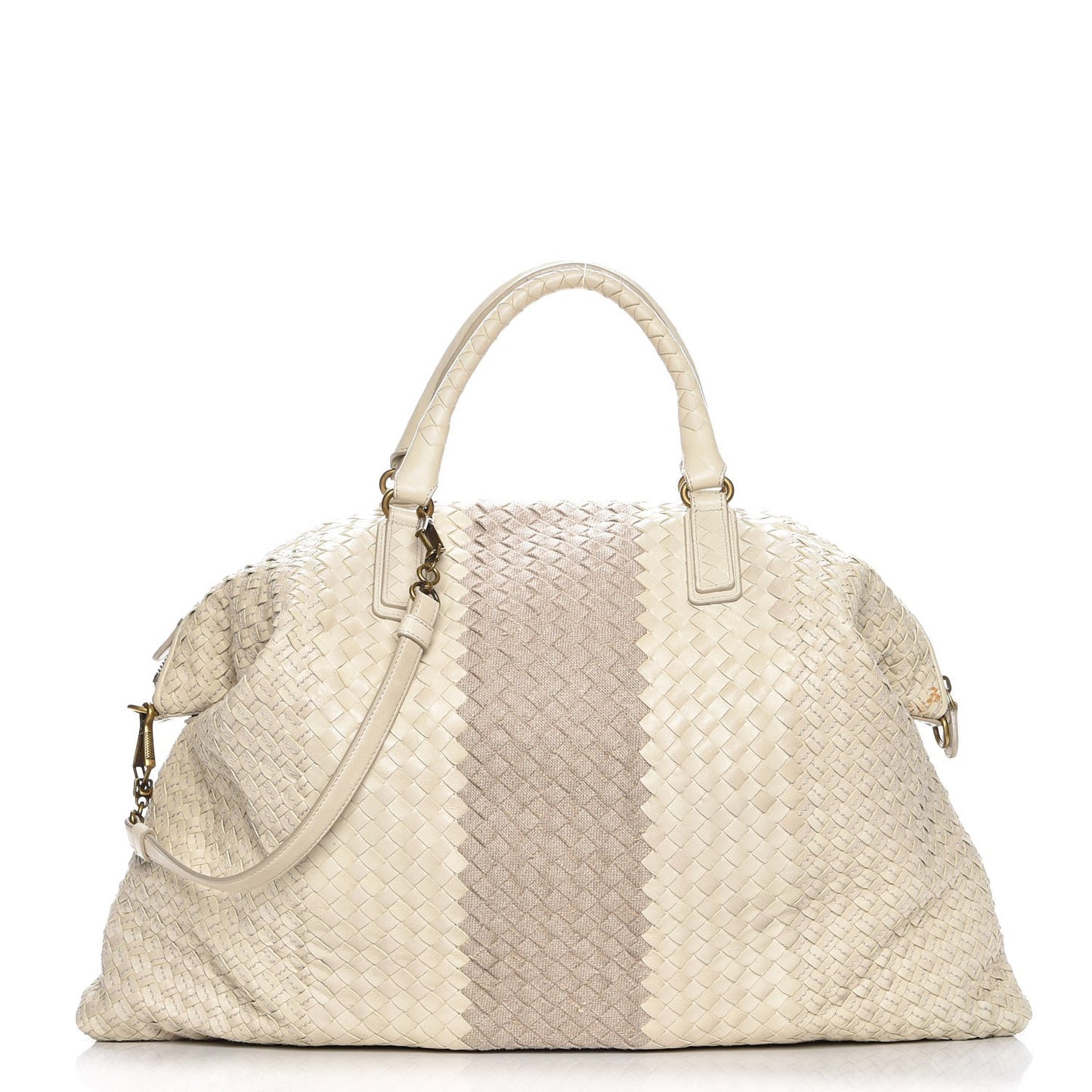 Nappa Linen Intrecciato Maxi Convertible Tote Mink