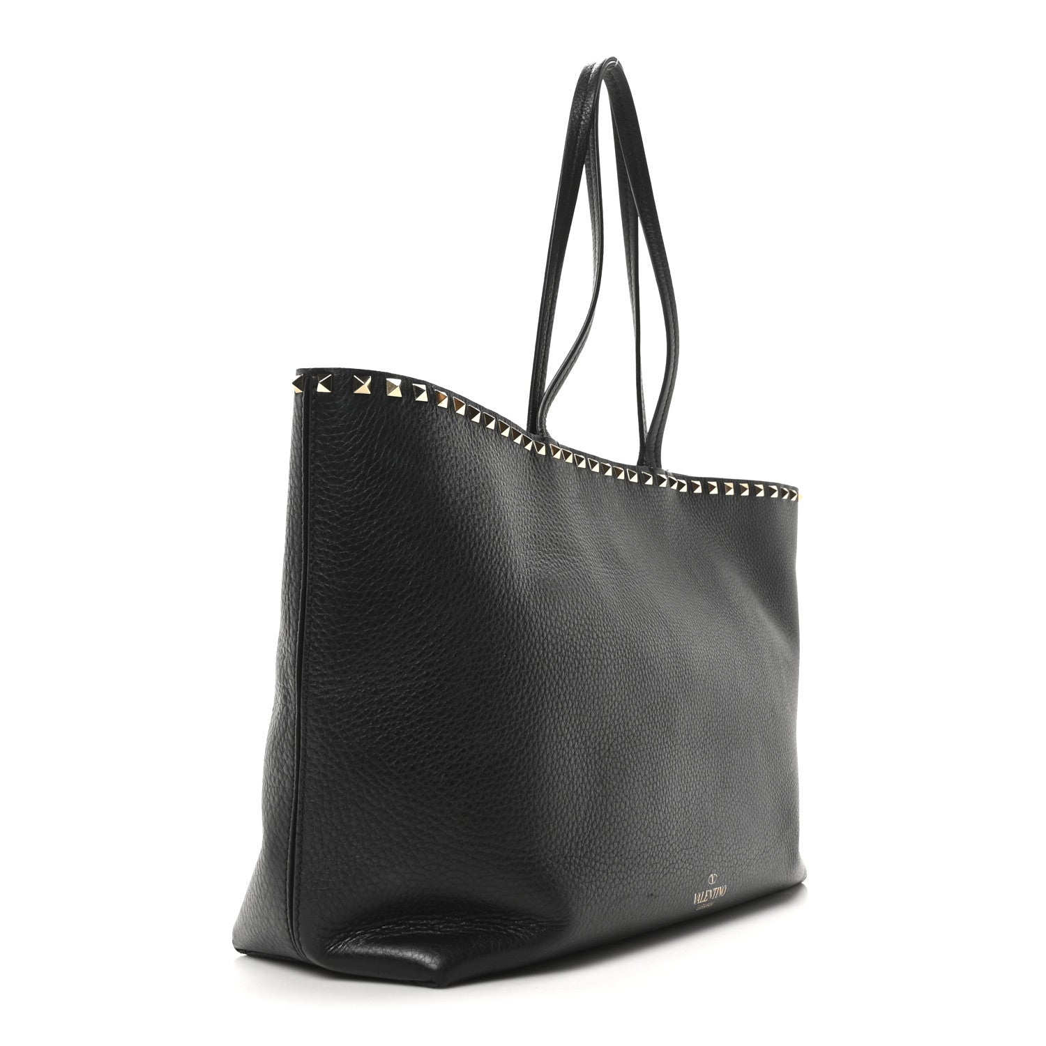 Valentino Garavani Grained Calfskin Rockstud Shoulder Tote Black 3 of 9