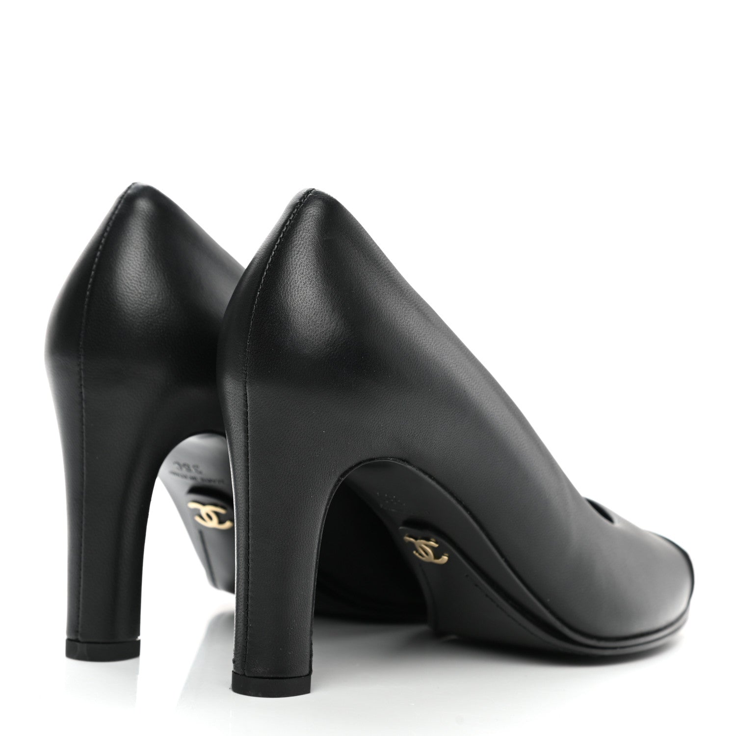 Chanel Lambskin Cap Toe CC Pumps 36 Black 4 of 9
