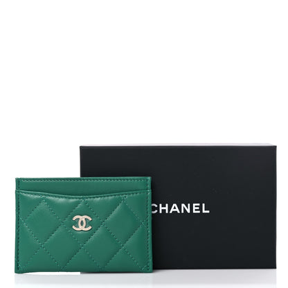 Chanel Lambskin Quilted Card Holder Green 9 of 9