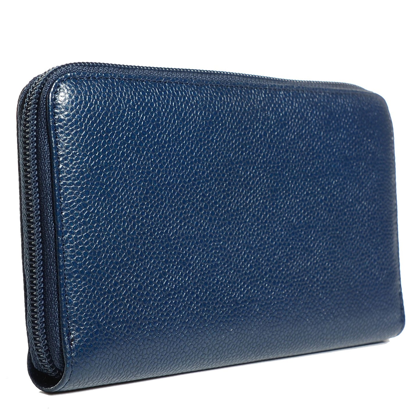 Caviar Large Timeless CC Zip Around Wallet Navy Blue