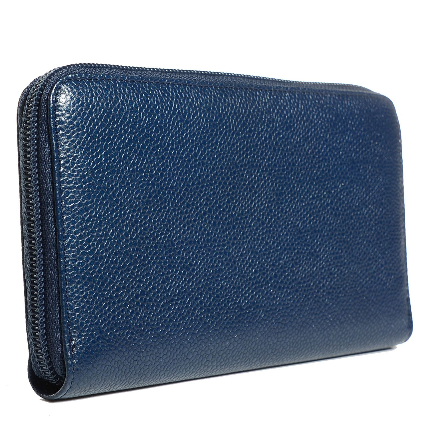 Chanel Caviar Large Timeless CC Zip Around Wallet Navy Blue 3 of 9