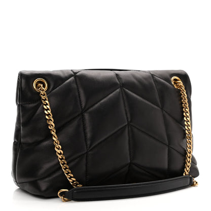 Saint Laurent Lambskin Quilted Small Loulou Puffer Monogram Chain Satchel Black 3 of 11