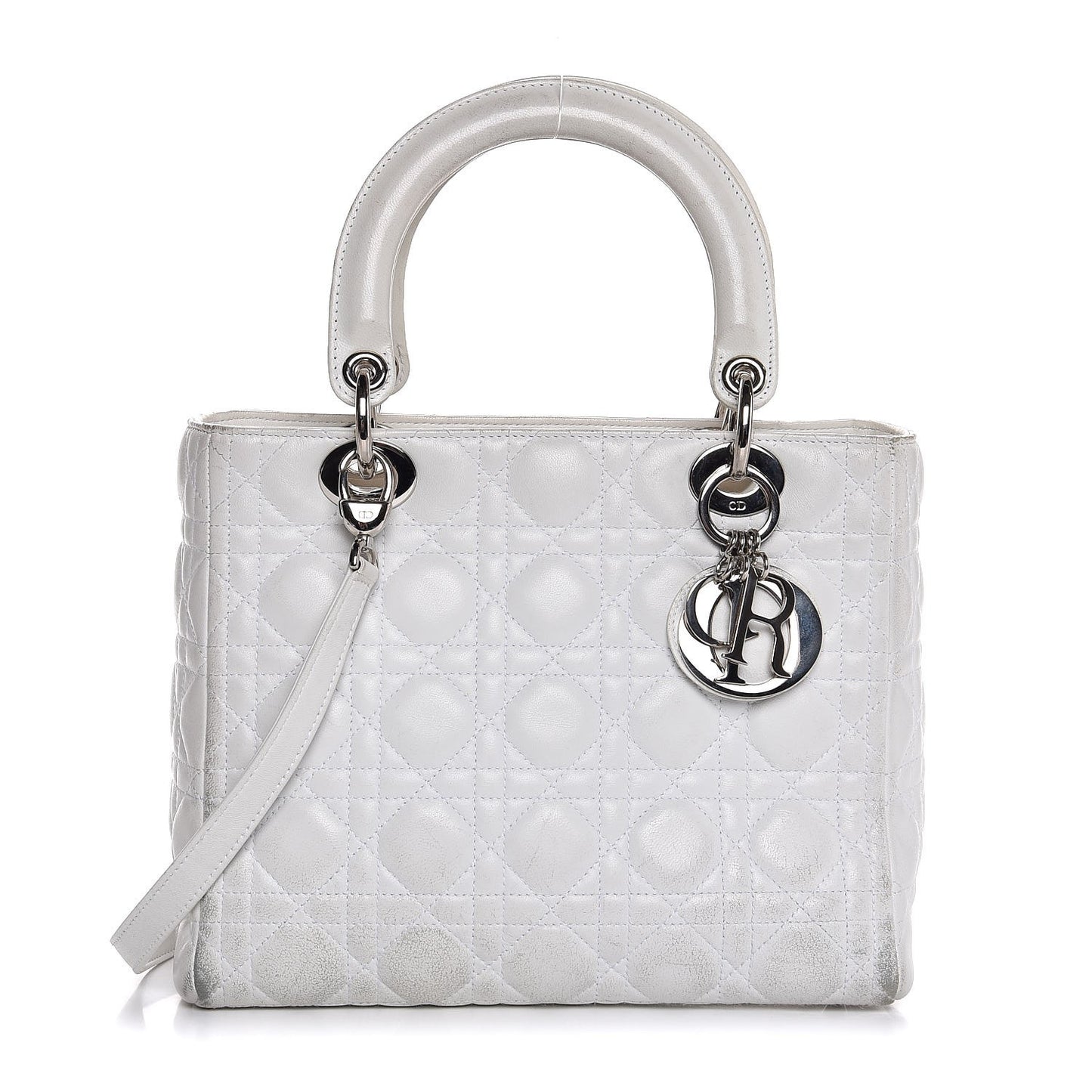 Lambskin Cannage Medium Lady Dior White
