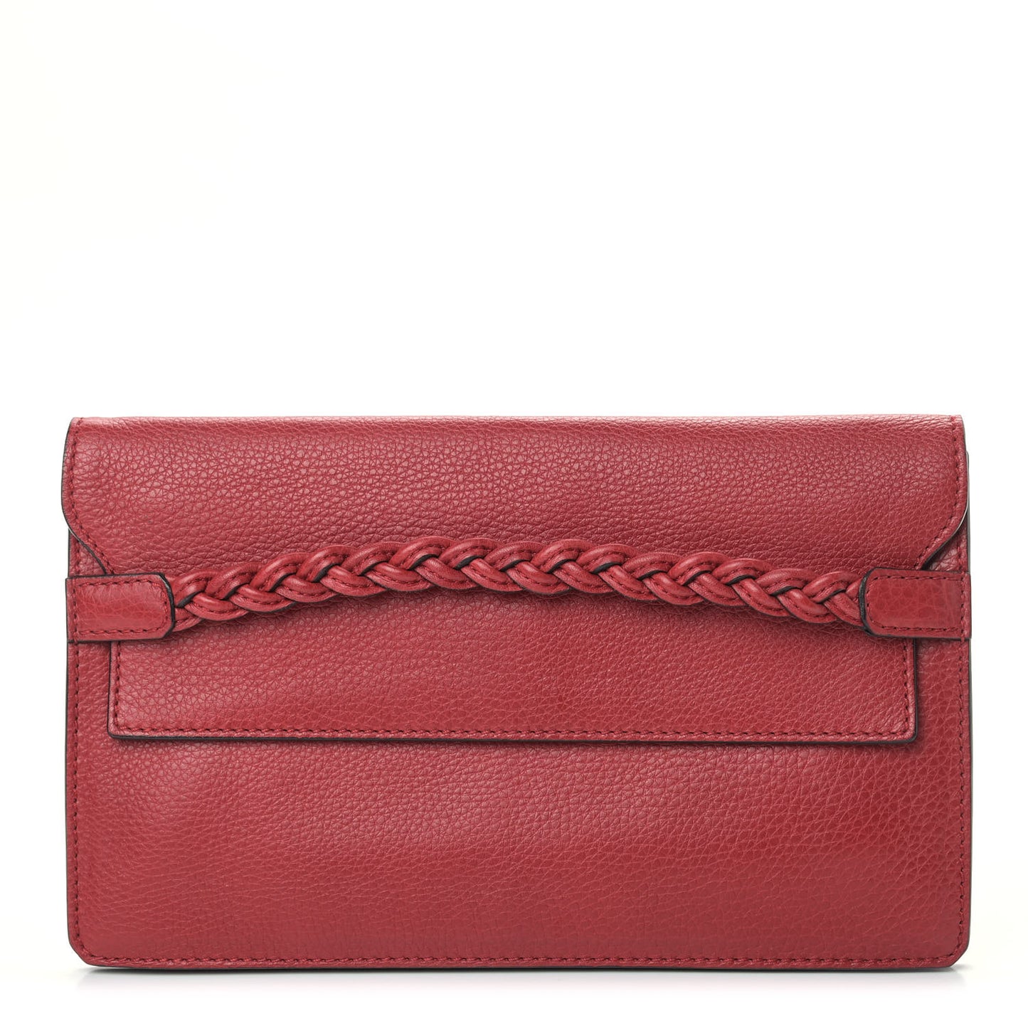 Pebbled Calfskin T.B.C. Braided Strap Clutch Red