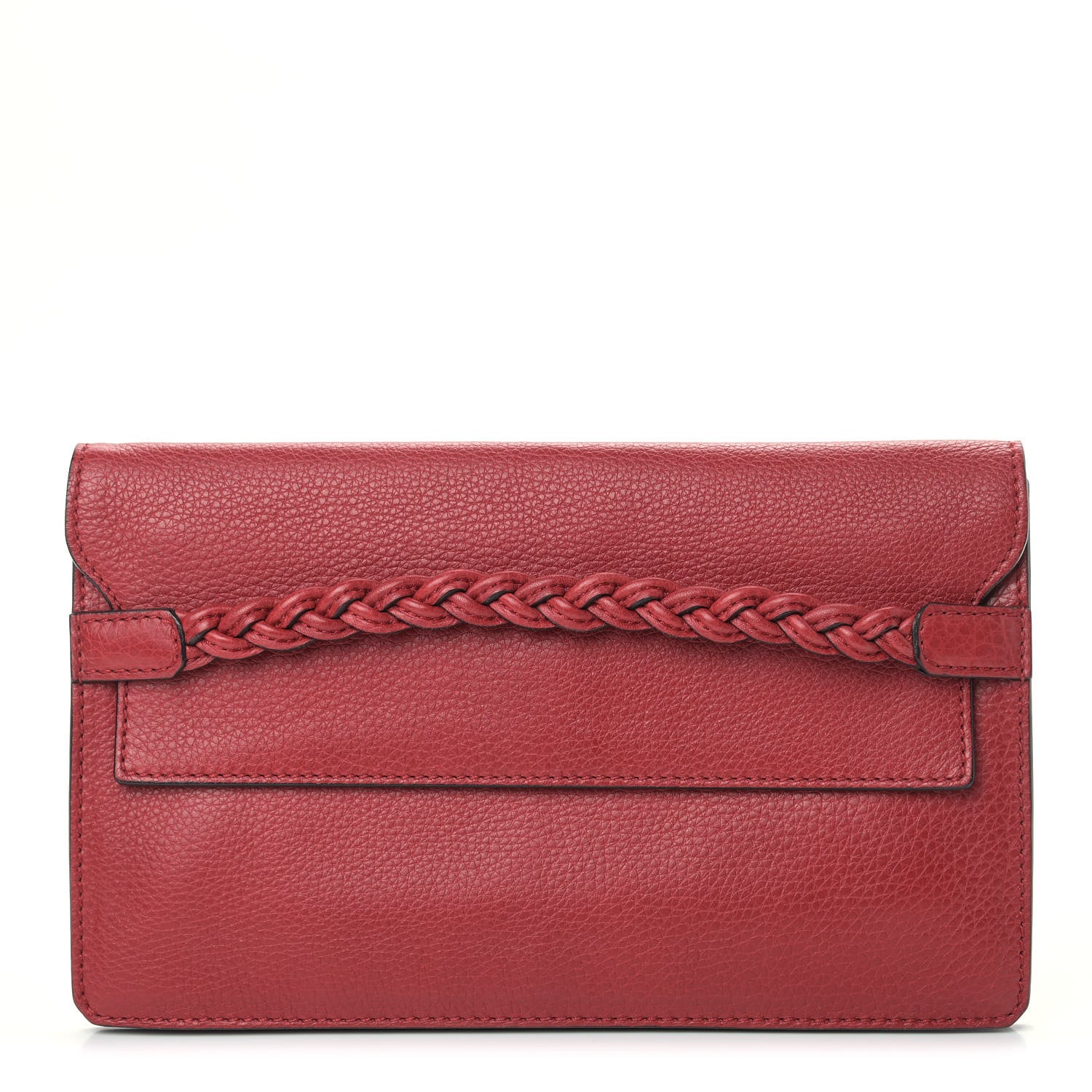 Valentino Garavani Pebbled Calfskin T.B.C. Braided Strap Clutch Red 1 of 8
