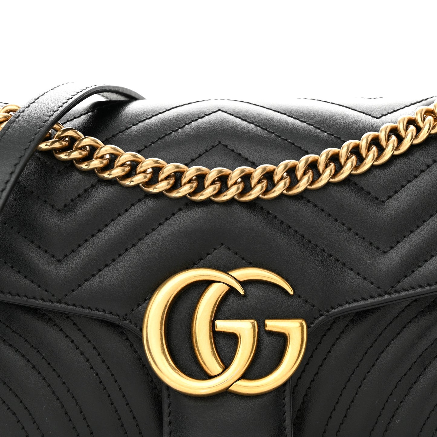 Calfskin Matelasse Small GG Marmont Shoulder Bag Black