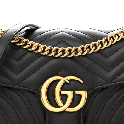Gucci Calfskin Matelasse Small GG Marmont Shoulder Bag Black 7 of 11