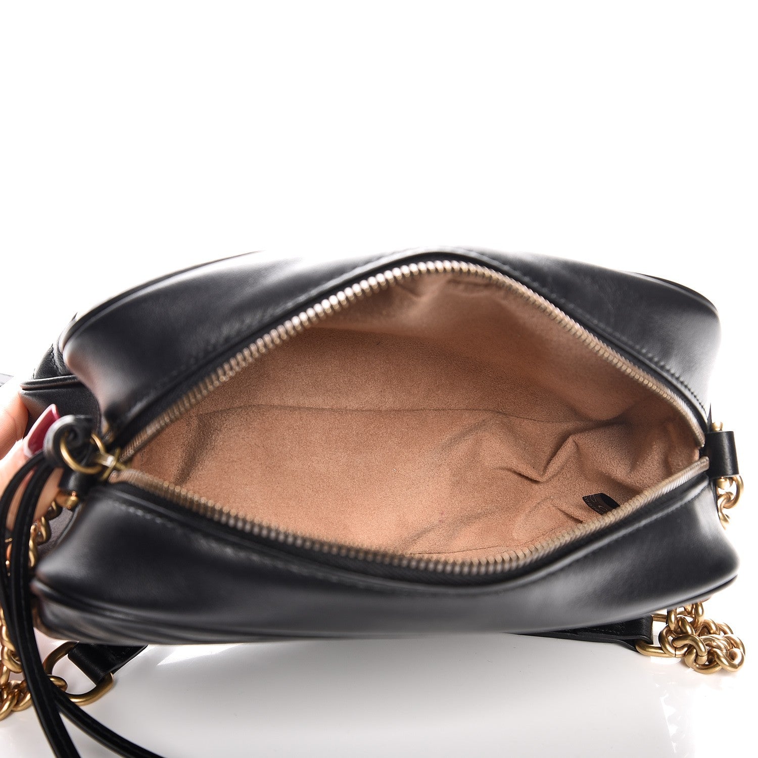 Gucci Calfskin Matelasse Small GG Marmont Chain Shoulder Bag Black 5 of 7