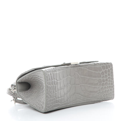 Balenciaga Calfskin Crocodile Embossed Small Hourglass Top Handle Bag Grey 4 of 11