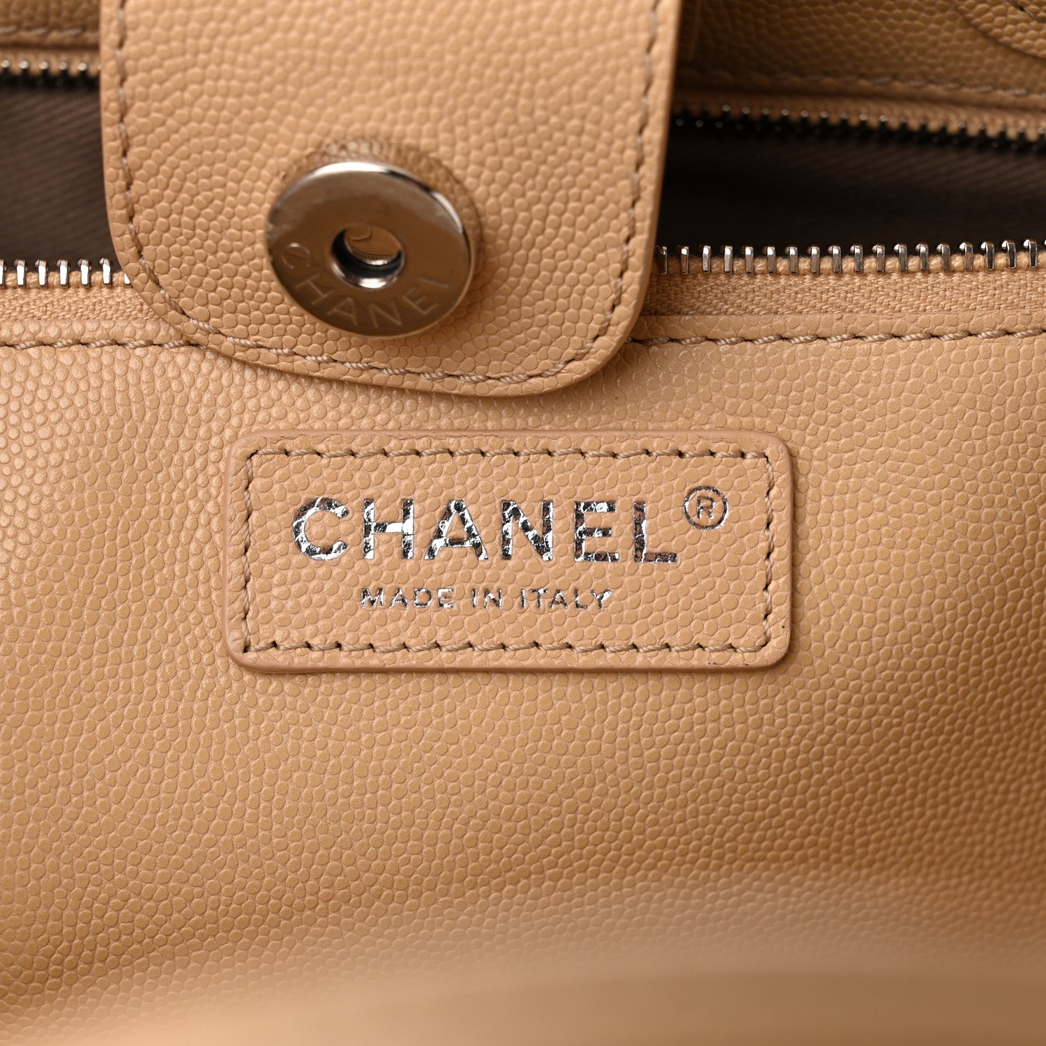 Chanel Caviar Stitched Small Shopping Tote Beige 6 of 10