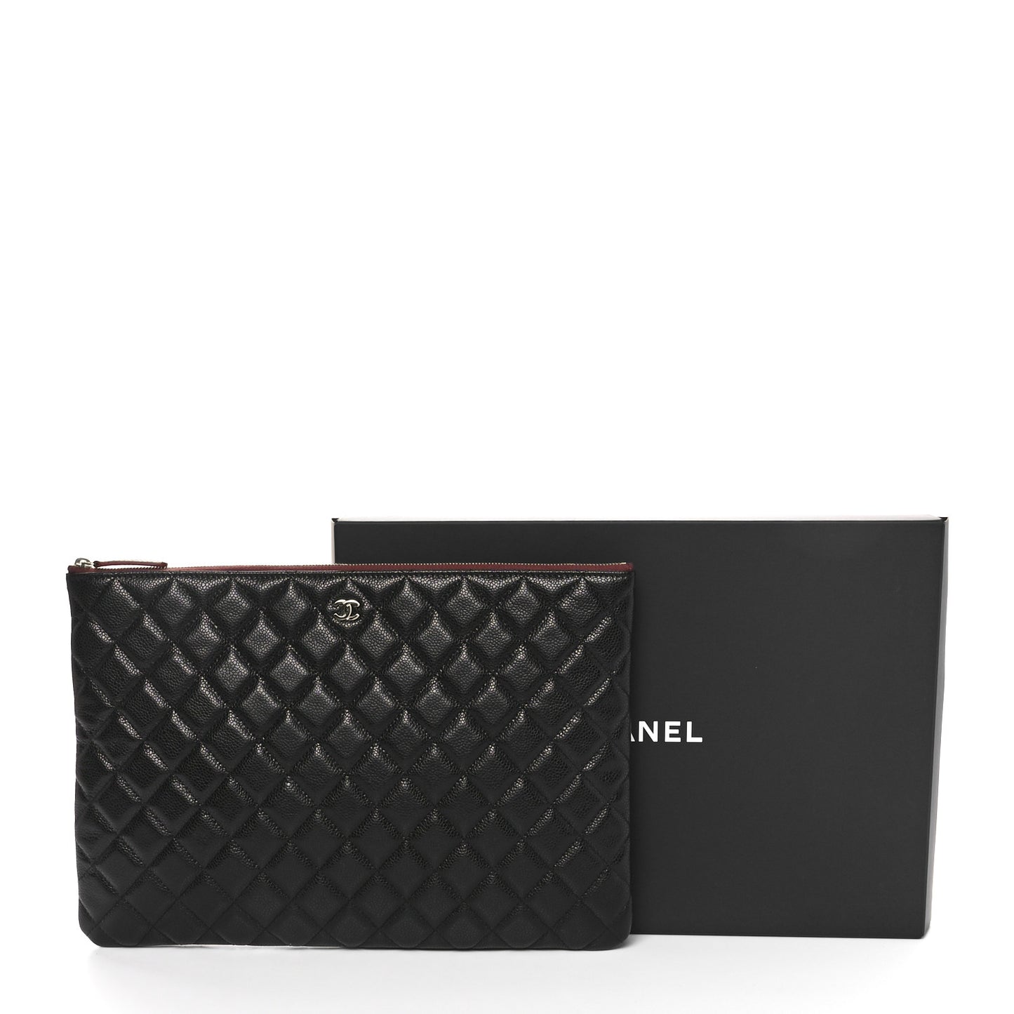 Caviar Quilted Large Cosmetic Case Black