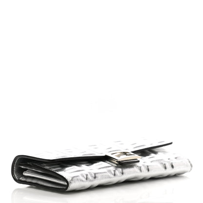 Fendi Vitello Catalan Mirror FF 1974 Embossed Continental Wallet Argento 4 of 8