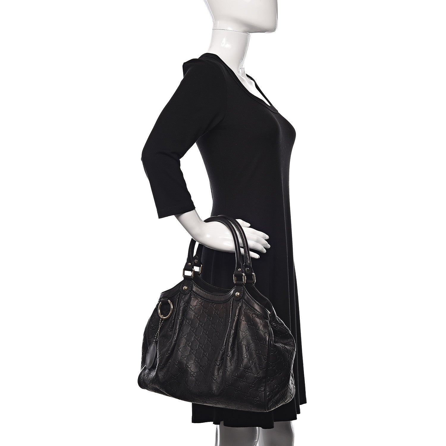 Gucci Guccissima Medium Sukey Tote Black 2 of 15