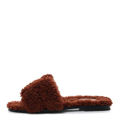 Hermes Woolskin Oran Sandals 37.5 Cognac 1 of 9