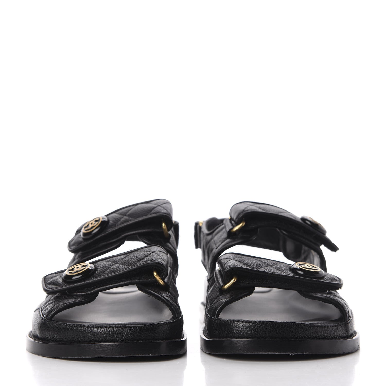 Chanel Grained Calfskin Velcro Dad Sandals 37.5 Black 3 of 11
