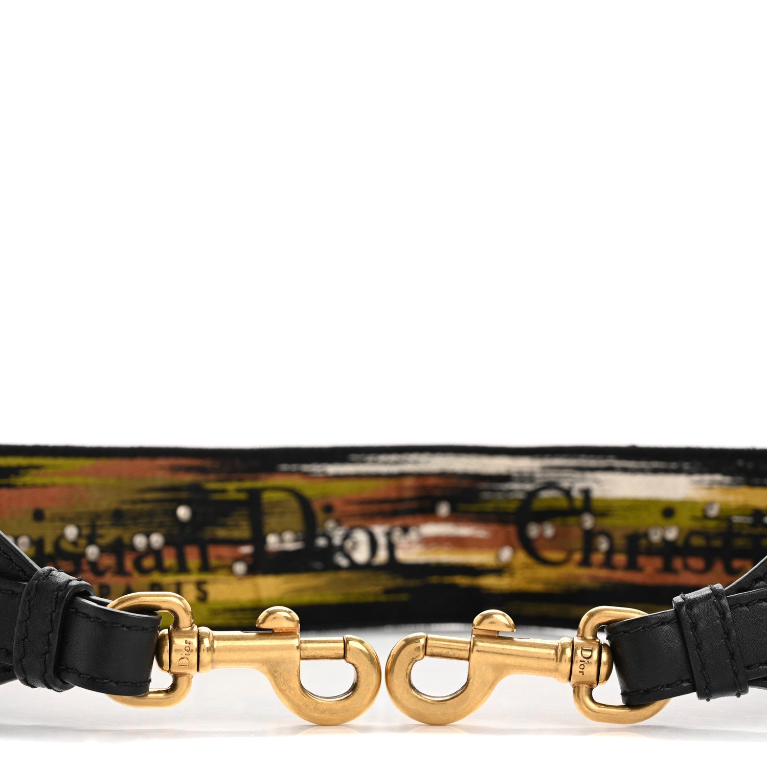 Christian Dior Canvas Embroidered Studded Adjustable Shoulder Strap Black Multicolor 3 of 9