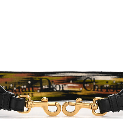Christian Dior Canvas Embroidered Studded Adjustable Shoulder Strap Black Multicolor 3 of 9