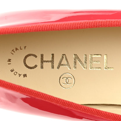 Chanel Patent Calfskin CC Cap Toe Ballerina Flats 37 Coral 8 of 9