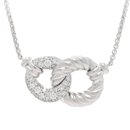 David Yurman 18K White Gold Diamond Belmont Curb Link Pendant Necklace 3 of 4