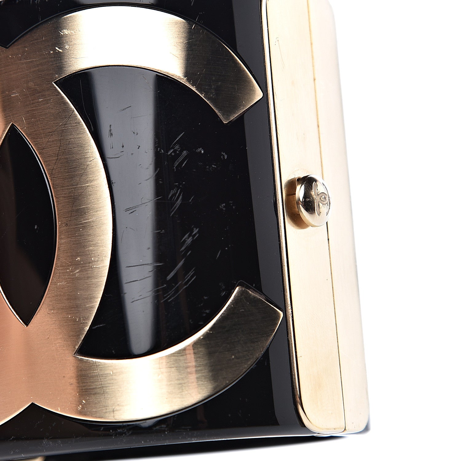 Chanel Resin CC Cuff Black Gold 3 of 6